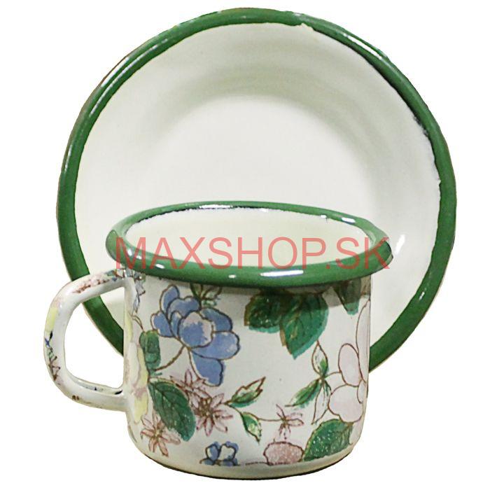 Smaltovaná šálka + podšálka