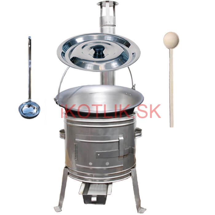 Nerezový kotlík 15 L (1,5 mm) + nerezová kotlina 36 cm + vareška a naberačka TOPLUX