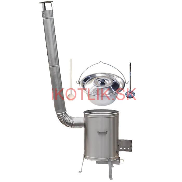 Antikorový kotlík 22 L (0,8 mm) + nerezová kotlina 42 cm + vareška a naberačka LUX