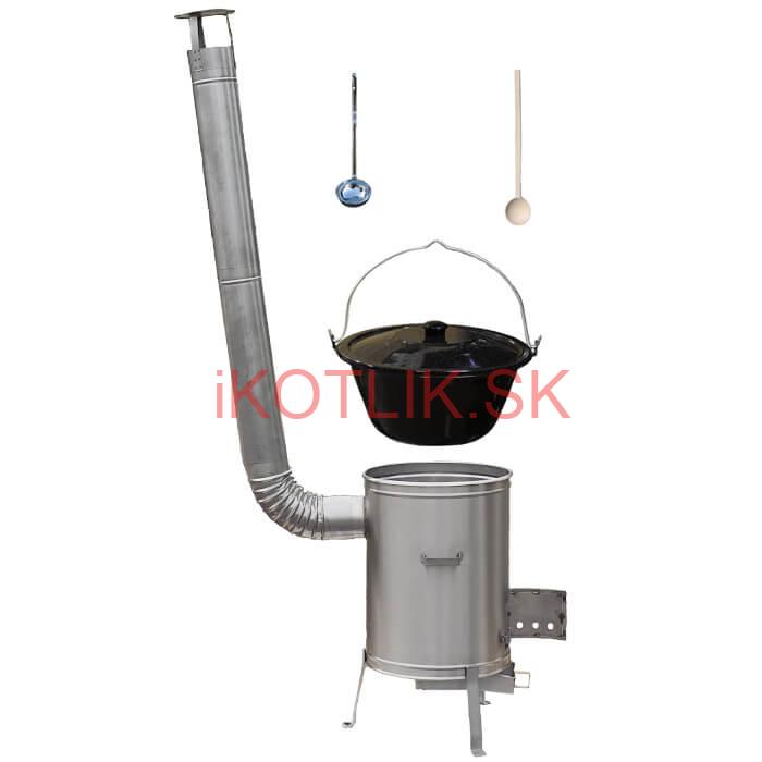 Smaltovaný kotlík 13 L (1,2 mm) + nerezová kotlina 36 cm + vareška a naberačka LUX