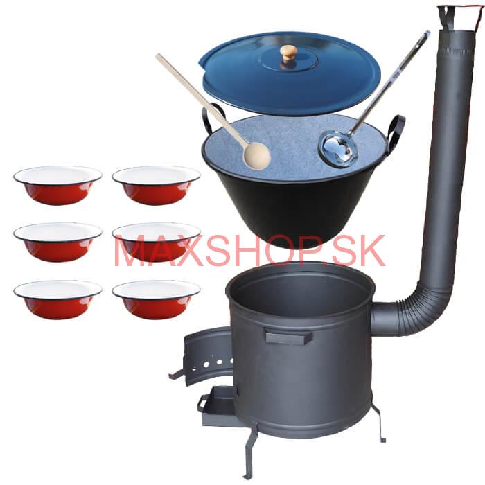 Smaltovaný kotol 70 L + smaltované taniere 6 ks PLUS 600