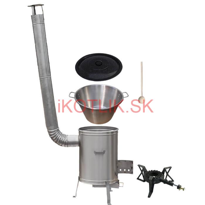 Nerezový kotol 40 L + nerezová kotlina 45 cm + horák LUX