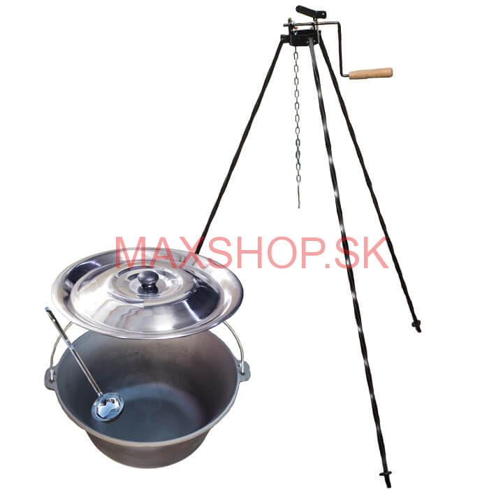 Liatinový kotlík 10,8 L + stojan s kladkou VAR