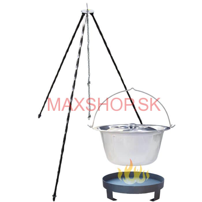 Antikorový kotlík 10 L (0,8 mm) + Ohnisko + stojan 1,2 m