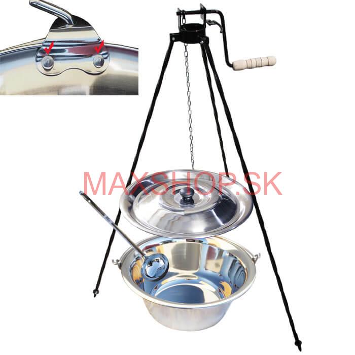 Antikorový kotlík 15 L (0,8 mm) s nitmi + stojan s kladkou VAR