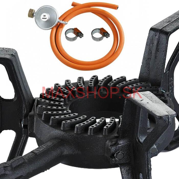 Liatinový plynový varič 8,8 kW 3P Ghisa + pripojovacie príslušenstvo