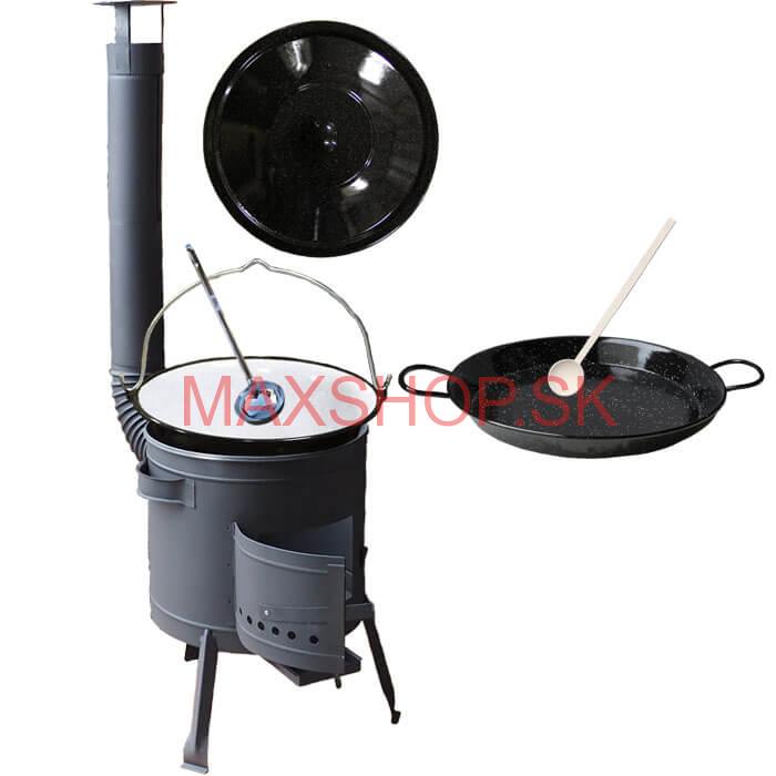 Smaltovaný kotlík 20 L + Paella smaltovaná panvica 46 cm + žiaruvzdorná nízka kotlina 42 PLUS 600