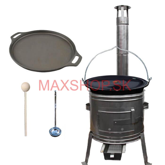 Smaltovaný kotlík 20 L + Liatinová panvica 43 cm + nerezová kotlina 42 cm TOPLUX