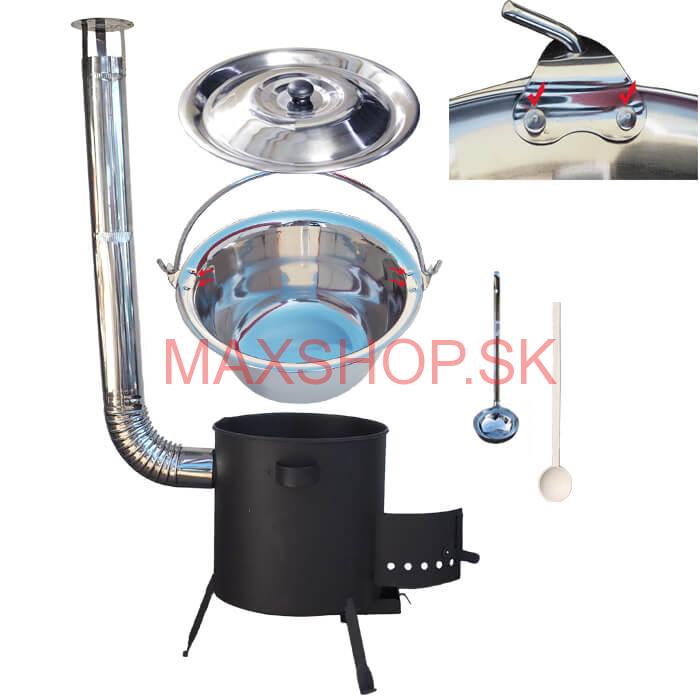 Antikorový kotlík 20 L (0,8 mm) zosilnený s nitmi + žiaruvzdorná kotlina (1 mm) 42 PLUS 600
