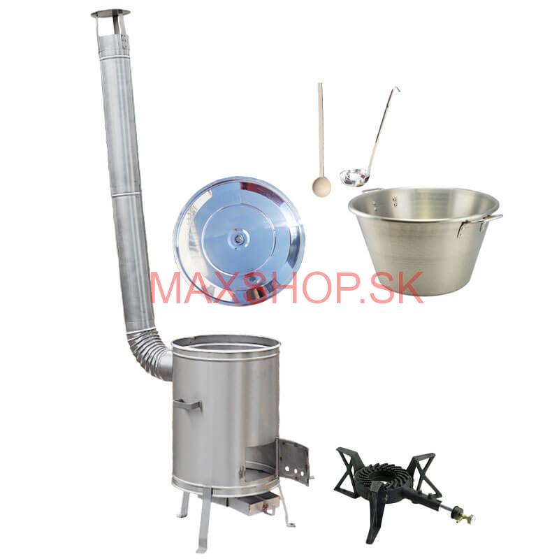 Nerezový kotol 70 L + nerezová kotlina 56 cm LUX + liatinový horák 7 kW BIG PARTY