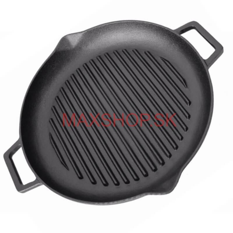 Liatinová panvica na grilovanie 31 cm s výlevkami BBQ