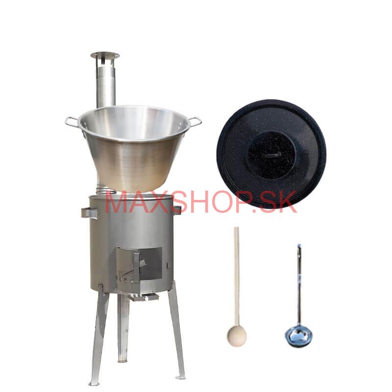 Nerezový kotol 40 L (1,2 mm) + nerezová kotlina 45 cm LUXUS + naberačka a vareška