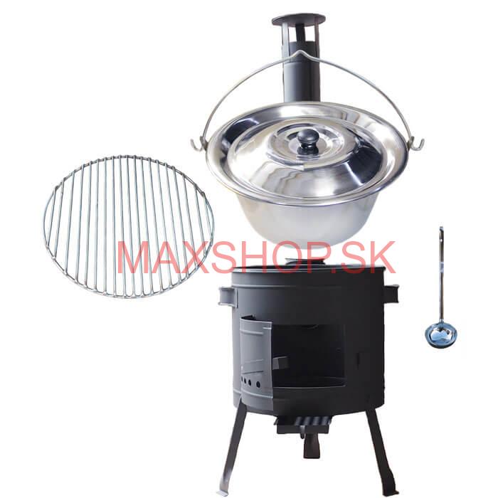 Nerezový kotlík 22 L (0,8 mm) INOX + Nerezový rošt 45 cm + nízka žiaruvzdorná kotlina 42 cm PLUS 600