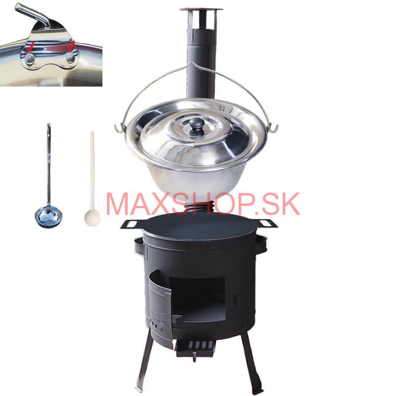 Nerezový kotlík 15 L (0,8 mm) s nitmi + železná panvica 38 cm UNI + kotlina 36 cm PLUS 600