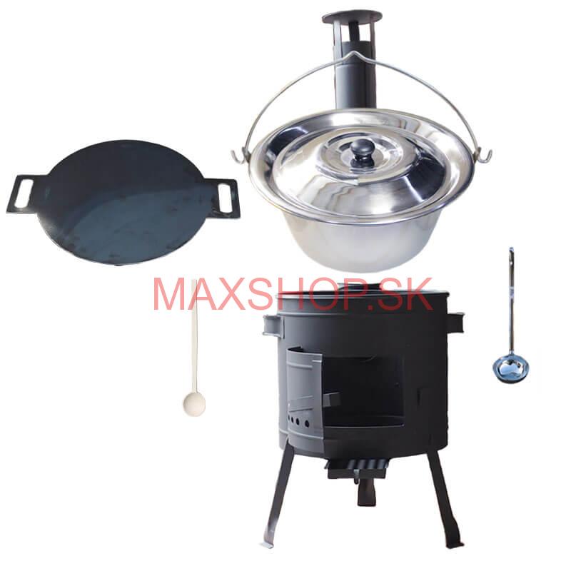 Nerezový kotlík 14 L (0,8 mm) INOX + železná panvica 38 cm UNI + kotlina 36 cm PLUS 600
