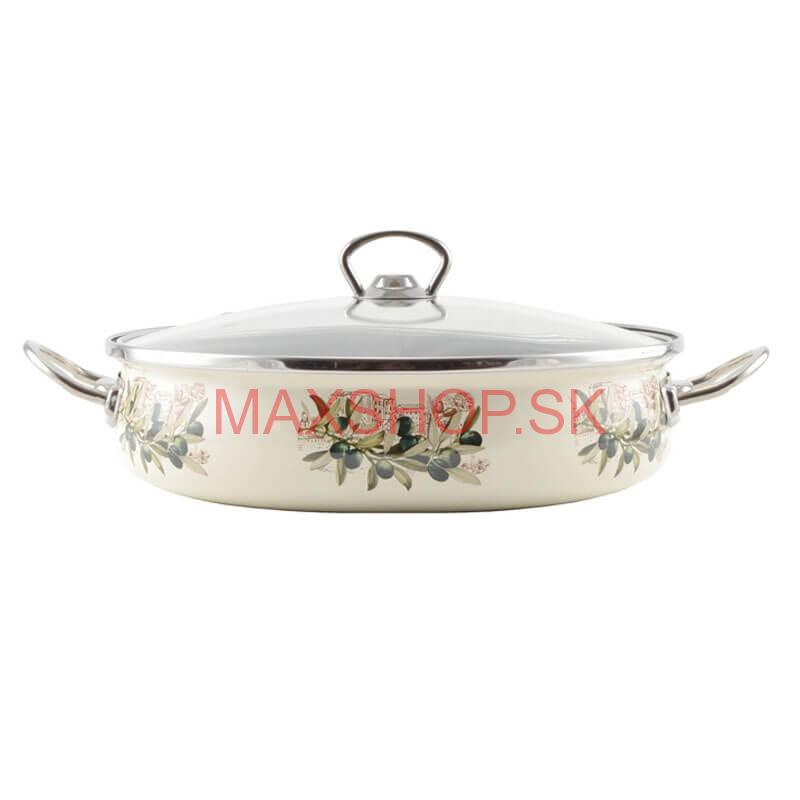Smaltovaná rajnica s pokrievkou 30 cm OLIVA