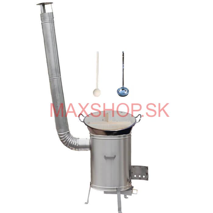 Zabíjačkový nerezový kotol 100 L + nerezová kotlina 60 cm + vareška a naberačka