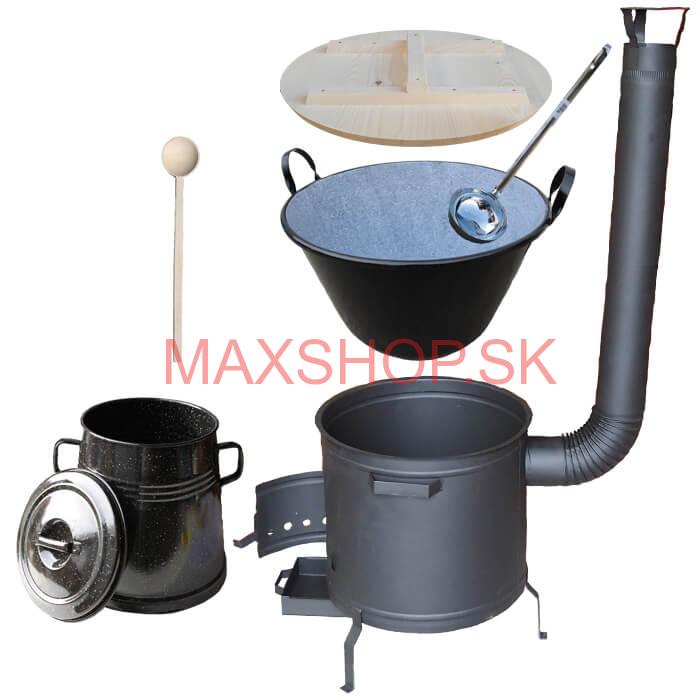 Smaltovaný kotol 100 L + žiaruvzdorná kotlina 60 cm PLUS 600 + Nádoba na masť 10 L