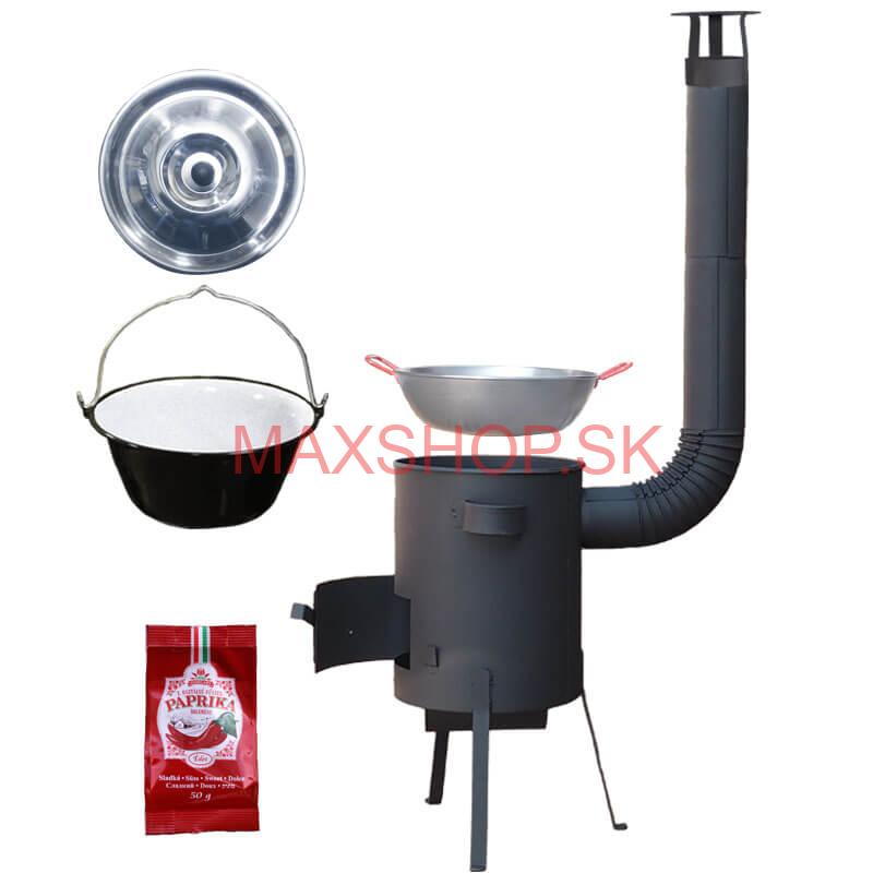 Smaltovaný kotlík 22 L + Panvica PAELLA (WOK) 45 cm + sladká paprika 50 g + žiaruvzdorná kotlina 42 PLUS 600 s roštom na popol 4 mm
