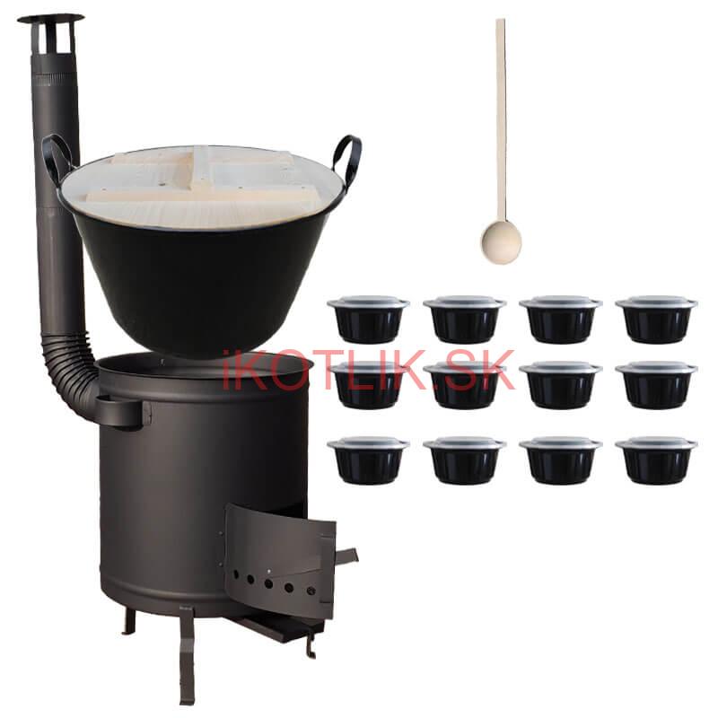 Smaltovaný kotol 80 L + hrubostenná kotlina 60 cm (1,5 mm) STRONG PLUS 600 + misky 12 ks