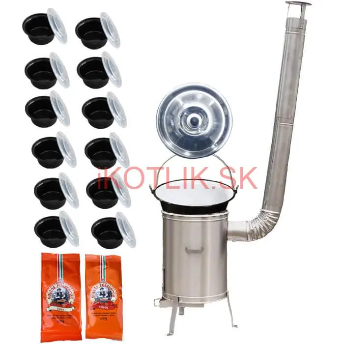 Smaltovaný kotlík 22 L (1,2 mm) + nerezová kotlina 42 cm LUX + misky 12 ks + 2 x korenie na guláš 100 g