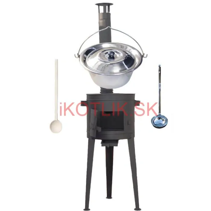 Nerezový kotlík 20 L (1,2 mm) INOX + vysoká žiaruvzdorná kotlina (1,5 mm) HODO 42 cm PLUS 600 + vareška + naberačka