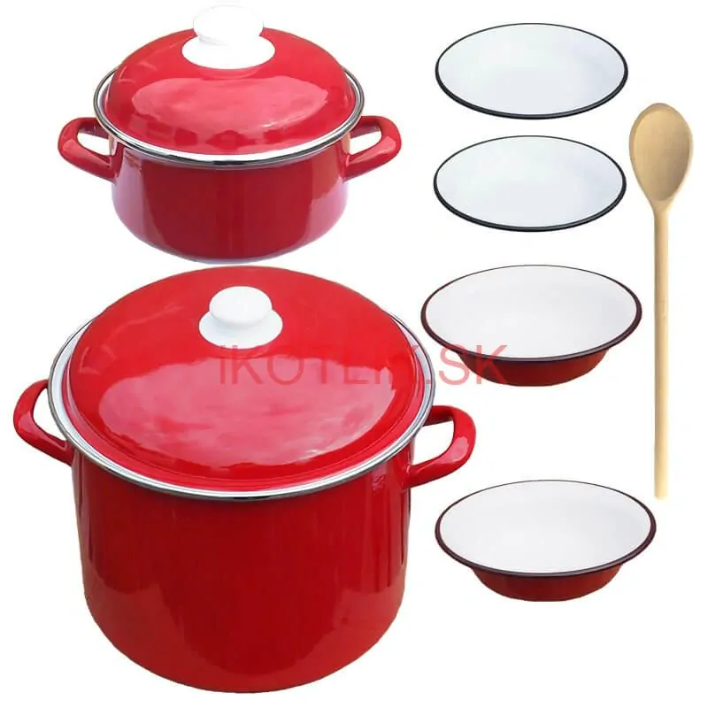 Smaltovaný hrniec s pokrievkou 4 l +  Smaltovaný kastról s pokrievkou 2 L + taniere Classic