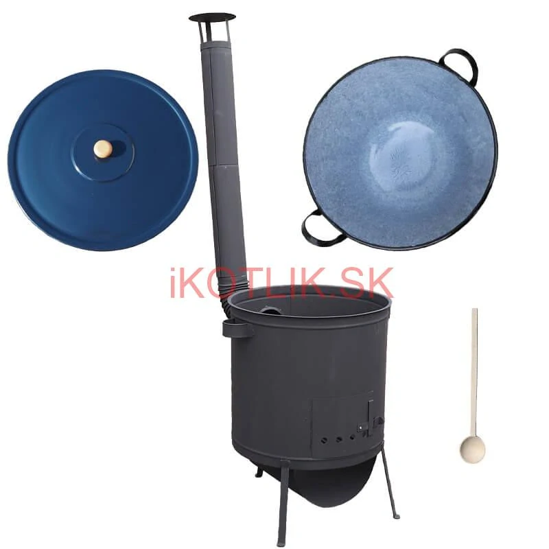 Smaltovaný kotol 70 L na zabíjačku + žiaruvzdorná kotlina 53 PLUS 600 4 MM + vareška