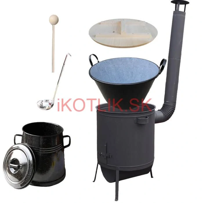 Smaltovaný kotol 100 L + žiaruvzdorná kotlina 42 PLUS 600 4 MM + Nádoba na masť 10 L