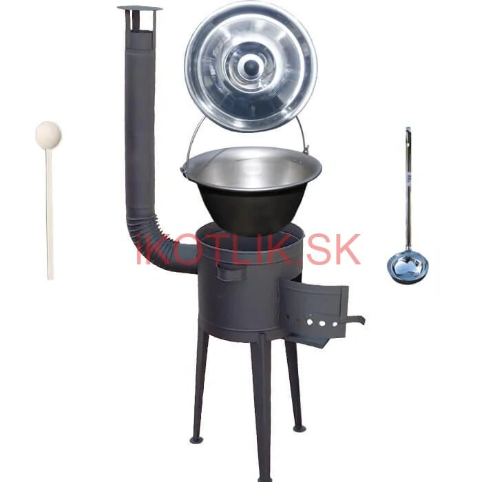 Nerezový kotlík 30 L (1,5 mm) + vysoká žiaruvzdorná kotlina (2,0 mm) HODO 47 cm PLUS 600 + vareška + naberačka