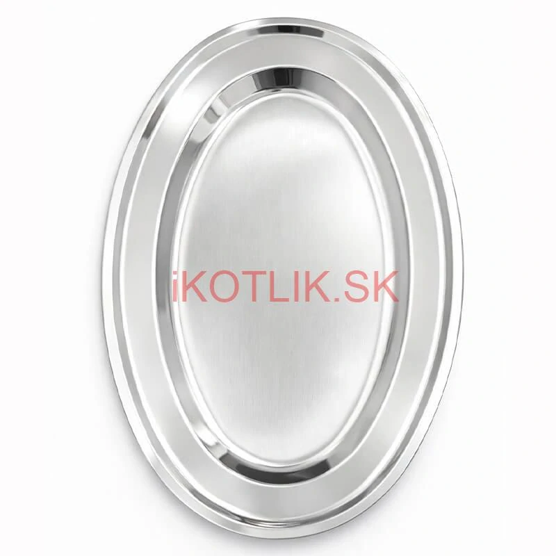 Nerezový oválny podnos (40,5cm) – Odolná servírovacia tácka na mäso aj koláče