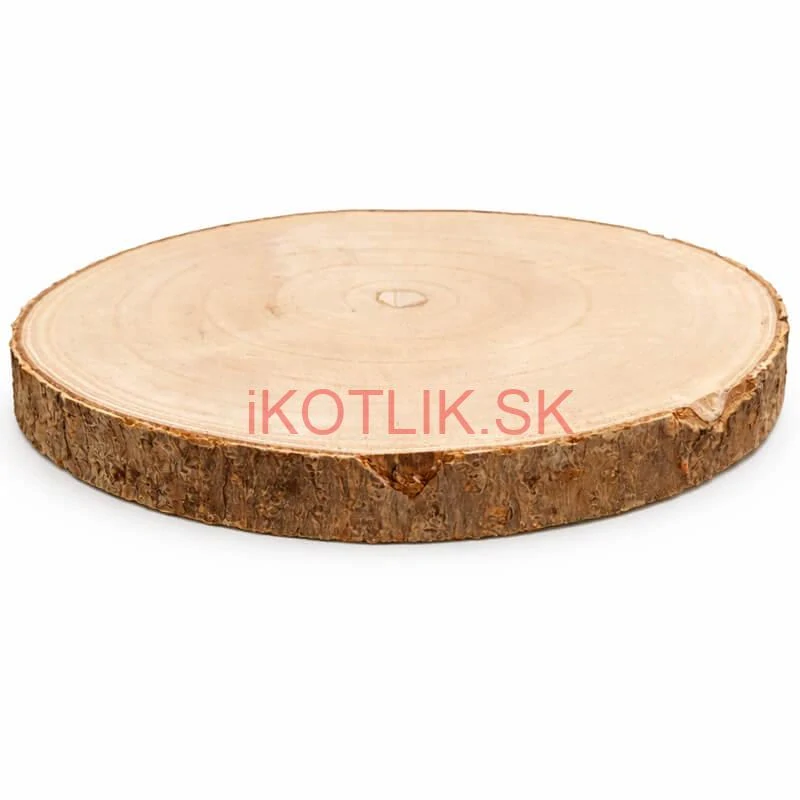 Drevený podnos z prírodného plátku dreva s kôrou Ø 20–24 cm