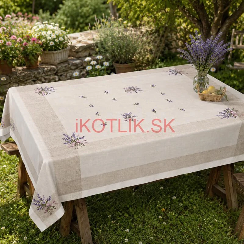 Hrubší textilný obrus Levanduľa Provence 150 × 220 cm