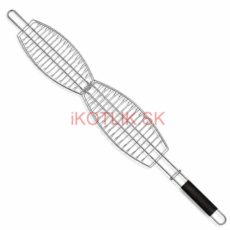 BBQ grilovací rošt na ryby – nerezové grilovacie kliešte 65 × 15 × 4 cm