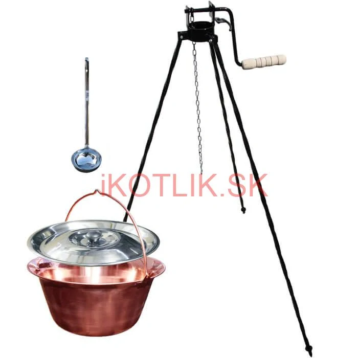 Medený kotlík 30 L (1,2 mm) + pokrievka + stojan s kladkou VAR