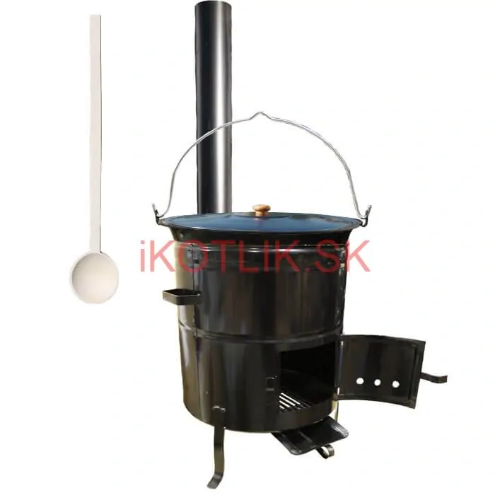 Smaltovaný kotlík 40 L (1,2 mm) + kovová kotlina 53 CLASSIC (KOV) + dymovod Max Party