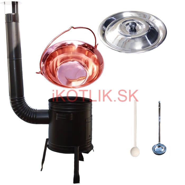 Medený kotlík 30 L (1,2 mm) + kovová kotlina 45 CLASSIC (KOV) + vareška a naberačka PARTY
