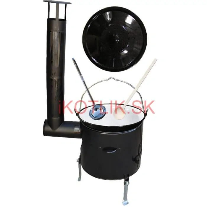 Smaltovaný kotlík 16 L (1,2 mm) + smaltovaná kotlina 39 cm + vareška a naberačka Easy party
