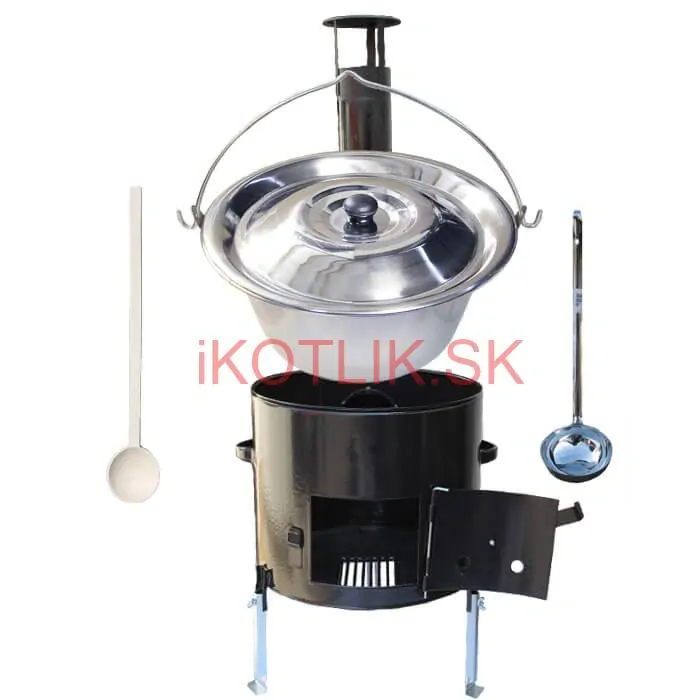 Antikorový kotlík 14 L (0,8 mm) + smaltovaná kotlina 36 cm + vareška a naberačka Easy party