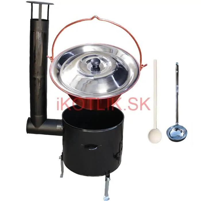 Medený kotlik 14 L (1,2 mm) + smaltovaná kotlina 36 cm + vareška a naberačka Easy party