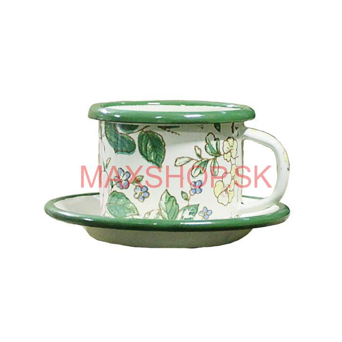 Smaltovaná šálka + podšálka