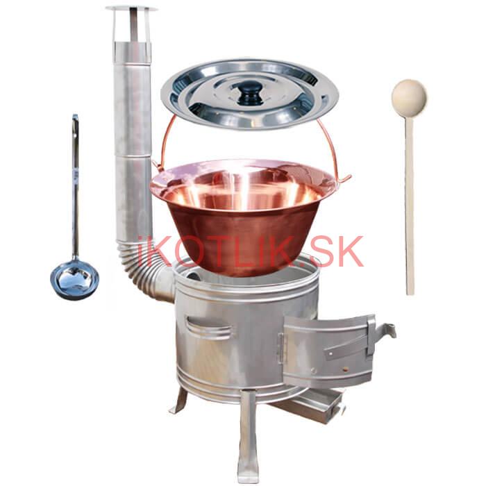 Medený kotlík 20 L (1,2 mm) + nerezová kotlina 39 cm + vareška a naberačka TOPLUX