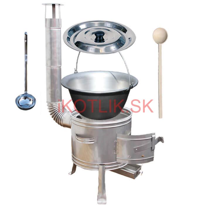 Nerezový kotlík 15 L (1,5 mm) + nerezová kotlina 36 cm + vareška a naberačka TOPLUX