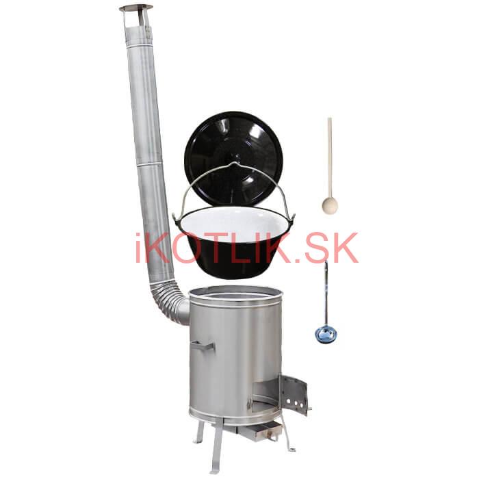 Smaltovaný kotlík 13 L (1,2 mm) + nerezová kotlina 36 cm + vareška a naberačka LUX