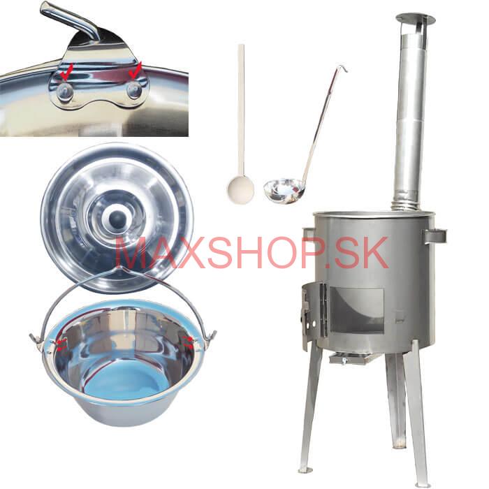 Zosilnený nerezový kotlík 15 L + nerezová kotlina 36 cm LUXUS