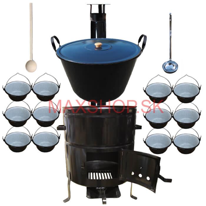 Smaltovaný kotol 50 L + servírovacie kotlíky (12 ks) BIG PARTY