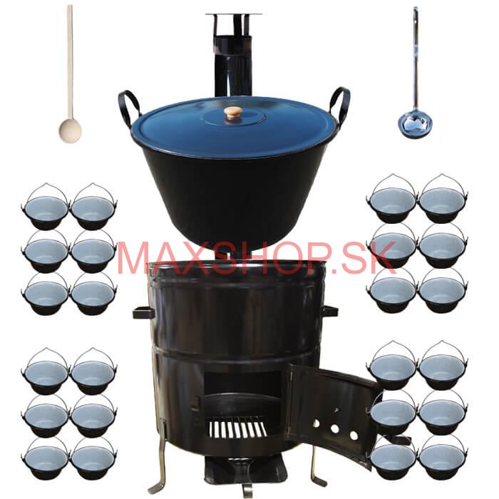 Smaltovaný kotol 80 L + servírovacie kotlíky (24 ks) BIG PARTY