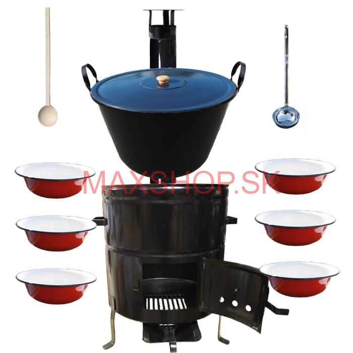 Smaltovaný kotol 50 L + smaltované taniere BIG PARTY