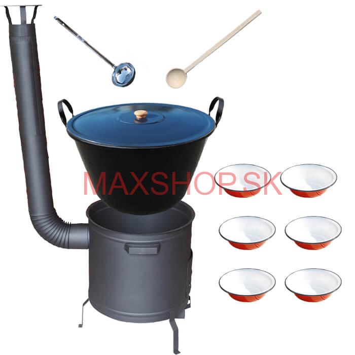 Smaltovaný kotol 60 L + smaltované taniere 6 ks PLUS 600