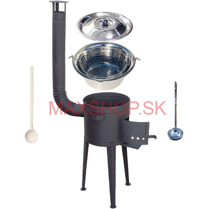 Nerezový kotlík 20 L (1,2 mm) + drôtený kôš + vysoká žiaruvzdorná kotlina 42 PLUS 600